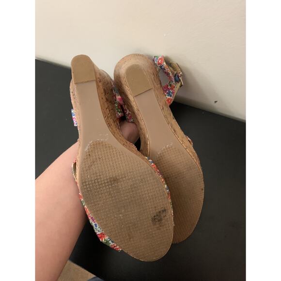 Tommy Hilfiger wedge shoes floral strappy wedges womens 10 M - Picture 4 of 5